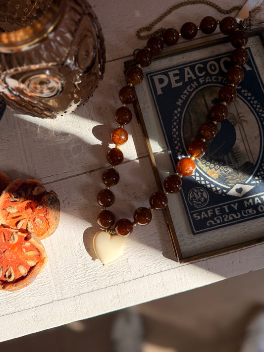 COLLIER ALMA - COLLIER PERLES RONDES / BOULES: Marron
