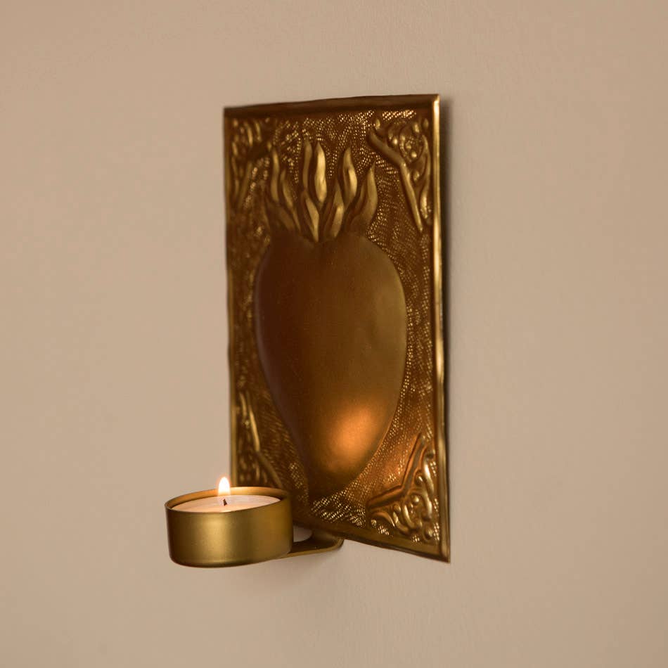 Porte-bougie mural en forme de cœur Exvotos carré pour bougie chauffe-plat