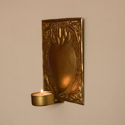 Porte-bougie mural en forme de cœur Exvotos carré pour bougie chauffe-plat