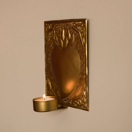 Porte-bougie mural en forme de cœur Exvotos carré pour bougie chauffe-plat