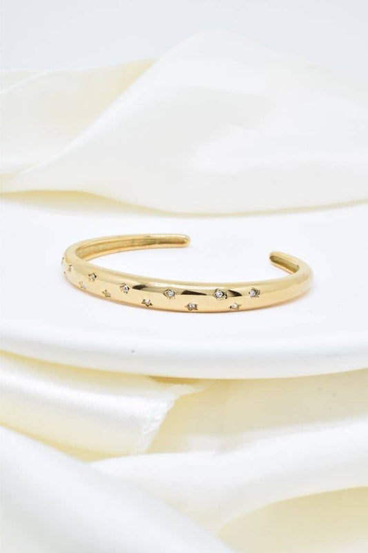 Bracelet jonc cristaux en acier inoxydable - BR110296: Doré