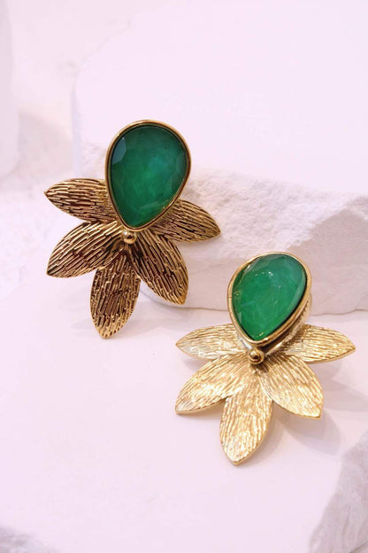 Boucles d'oreilles fleur pierre: Rose / TU
