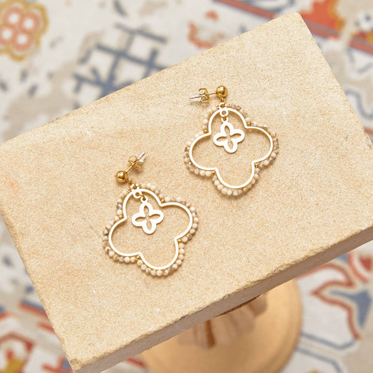 Boucles d'oreilles pendantes - Elara: Taupe / Tu [1]