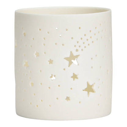 Photophore étoile décoratif en céramique, blanc (L/H/P) 7x8x7cm