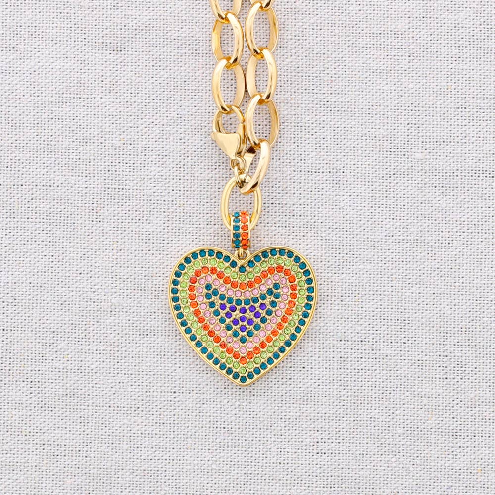 Collier en acier avec pendentif cœur en cristal: Combiné 3