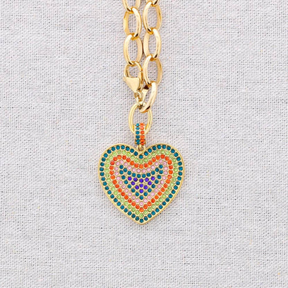Collier en acier avec pendentif cœur en cristal: Combiné 3