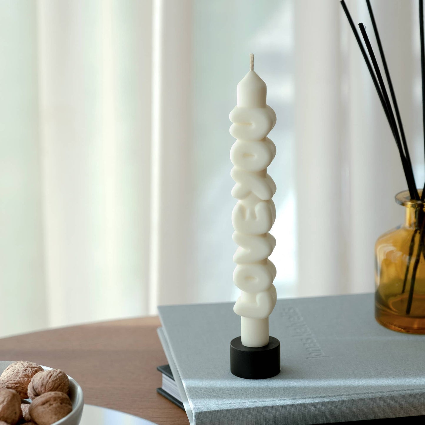 Bougie conique JE T'AIME - Fait main - Bougies coniques 3D de 9 pouces: Blanc