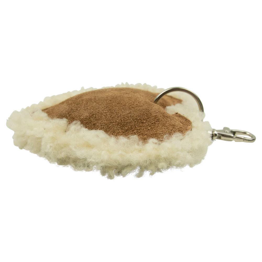 Porte-clés en cuir cœur de mouton blanc 10 cm