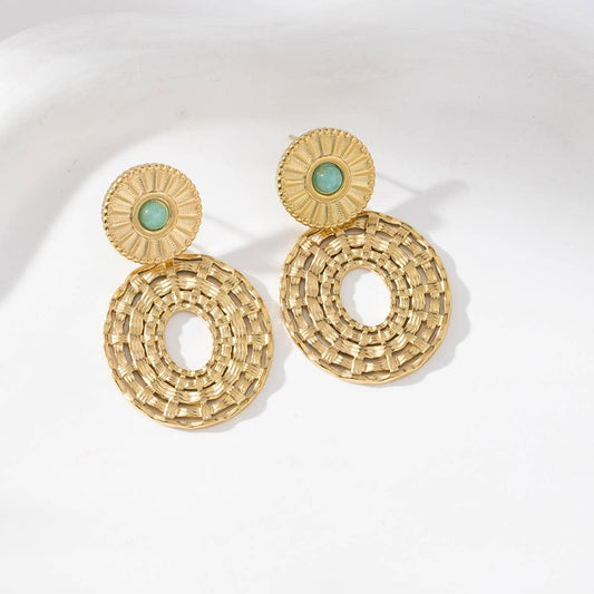 Boucles d'oreilles pendantes rondes - Coralie: Amazonite / Tu [1]