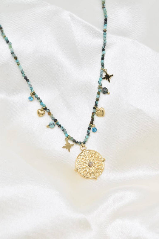 Collier pierre naturelle en acier inoxydable - BJ210226-VR