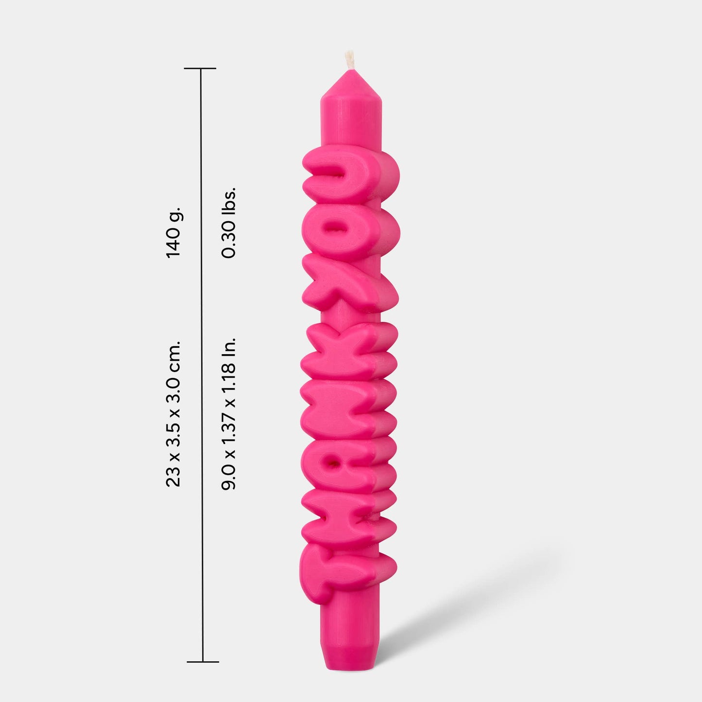 Bougie conique MERCI - Fait main - Bougies coniques 3D de 9 pouces: Rose