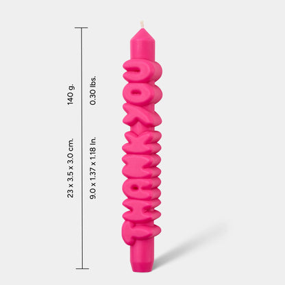 Bougie conique MERCI - Fait main - Bougies coniques 3D de 9 pouces: Rose