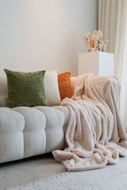 Plaid RUBY - imitation fourrure de lapin - 150x200 cm: Taupe