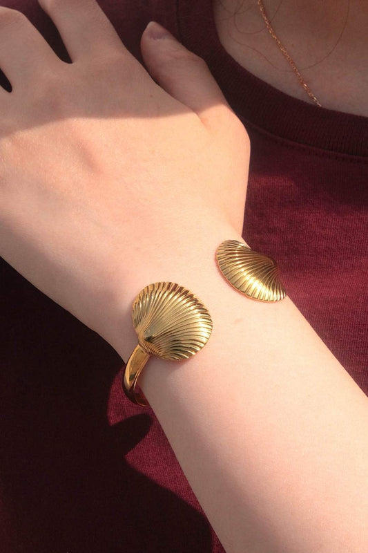 Bracelet Jonc Coquillage Acier Inox: Doré / TU