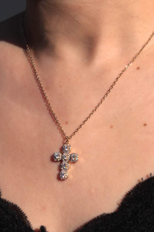 Collier Croix en Argent Inoxydable: Doré / TU
