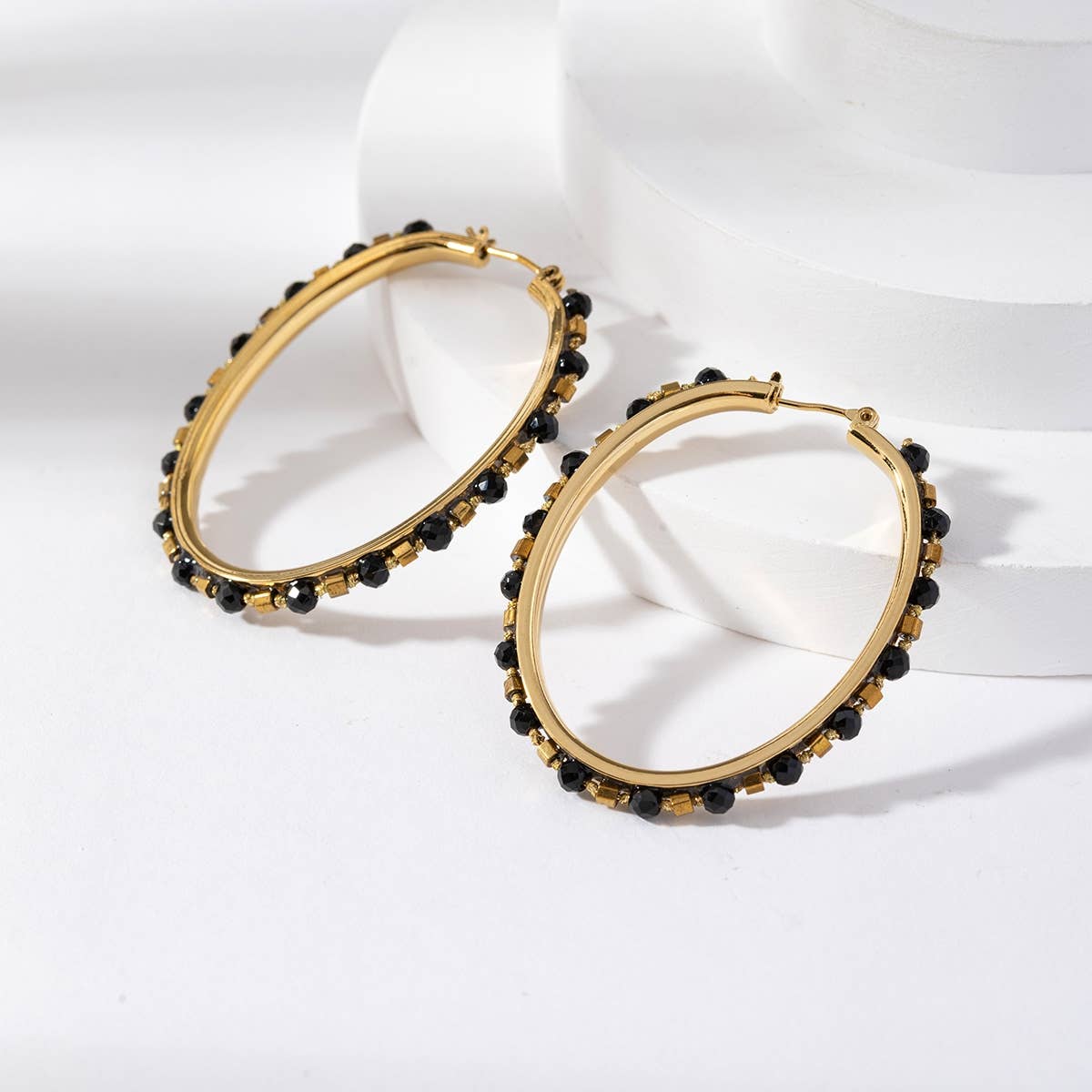 Boucles d'oreilles créoles - Amani: Turquoise africaine / Tu [1]
