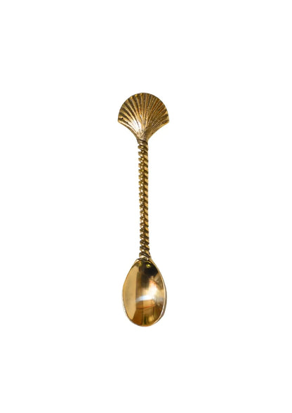 Cuillère à café dorée en métal avec design coquillage - Hippie Monkey