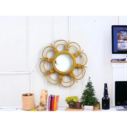 Miroir Fleur Vintage Rotin DAISI