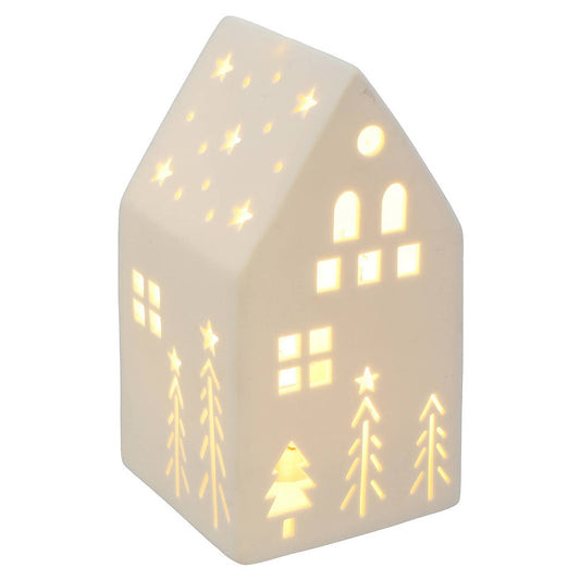 Grande maison LED de Noël blanche