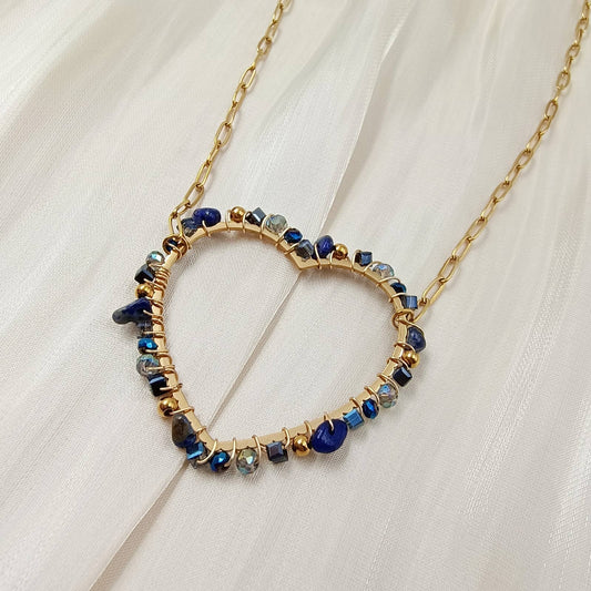 Collier chaîne simple coeur - Madeline: Turquoise africaine / Tu [1]