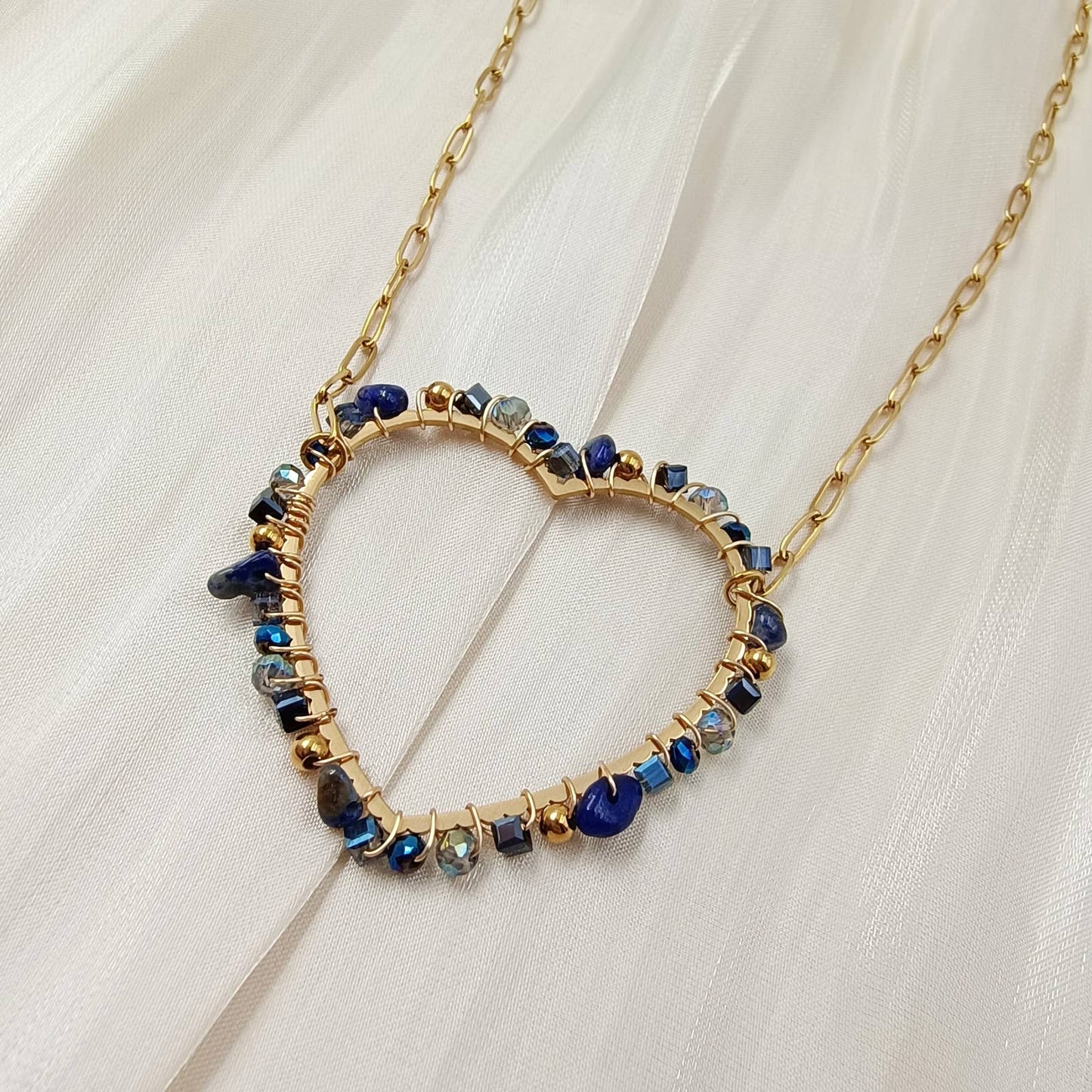 Collier chaîne simple coeur - Madeline: Oeil de tigre / Tu [1]