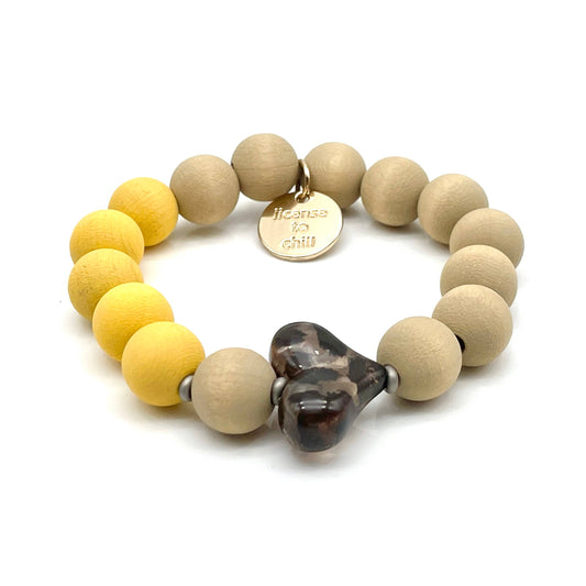 Bracelet LEO X WOOD élastique en perles