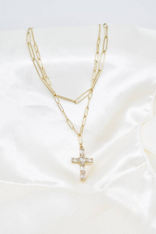 Collier croix en acier inoxydable - BJ210234OR-BC
