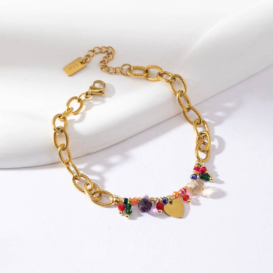 Bracelet chaîne simple étoiles et cristaux - Fabienne: Multicouleur / Tu [1]