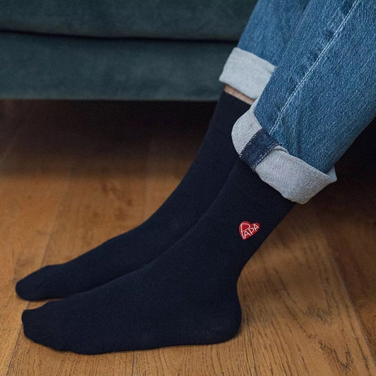 Chaussettes brodées coeur papa