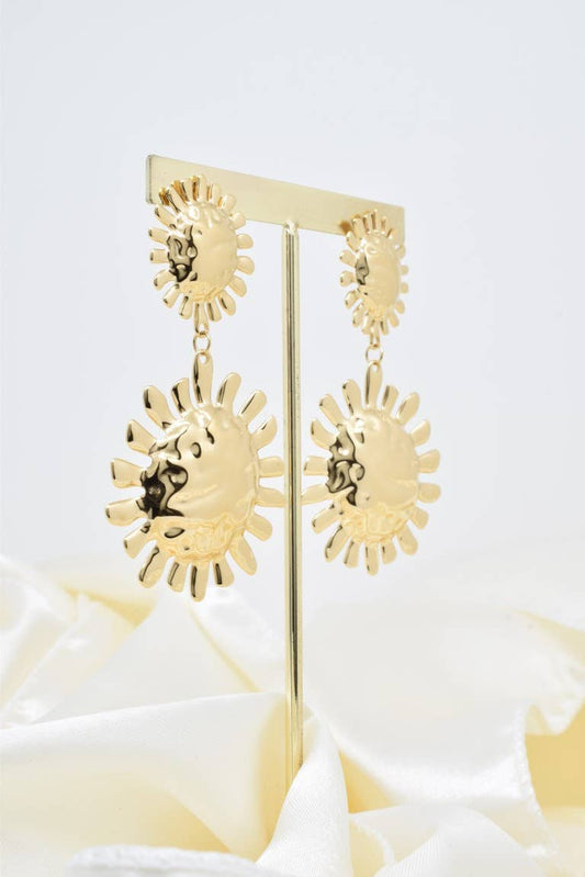 Boucles d'oreilles soleil en acier inoxydable - BO100326: Doré