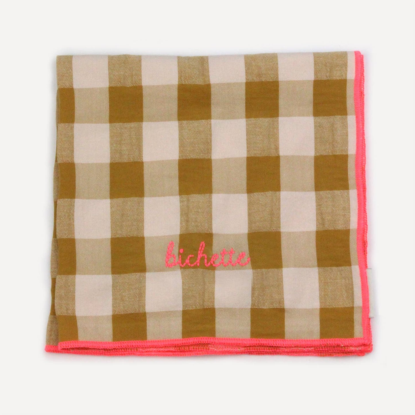 Serviettes de table à carreaux vichy et broderies: Mama