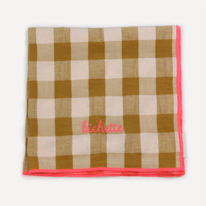 Serviettes de table à carreaux vichy et broderies: Mama
