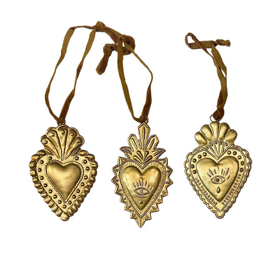 Ex-votos à suspendre laiton 3 modèles assortis, lien en sari