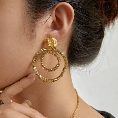 Boucles d'oreilles pendantes cercles - Esther: Multicouleur / Tu [1]