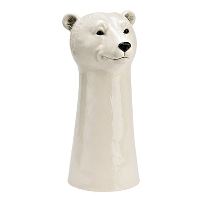 Vase tête d'ours polaire en céramique, blanc (L/H/P) 14x28x13cm