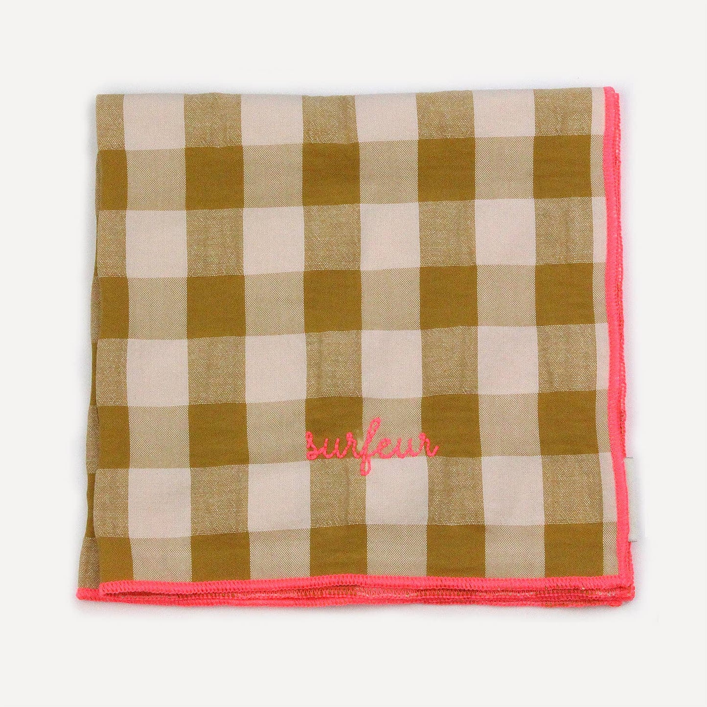 Serviettes de table à carreaux vichy et broderies: Mama