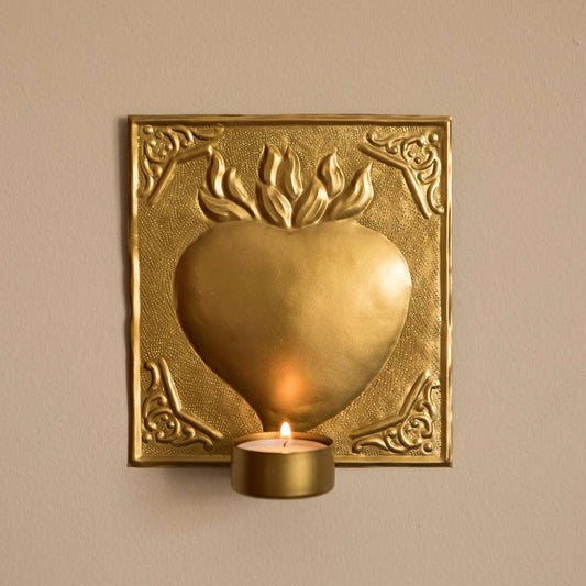 Porte-bougie mural en forme de cœur Exvotos carré pour bougie chauffe-plat