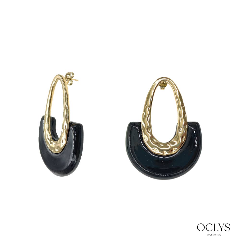 Boucles d'oreilles résine acier inoxydable doré Luna: Léopard