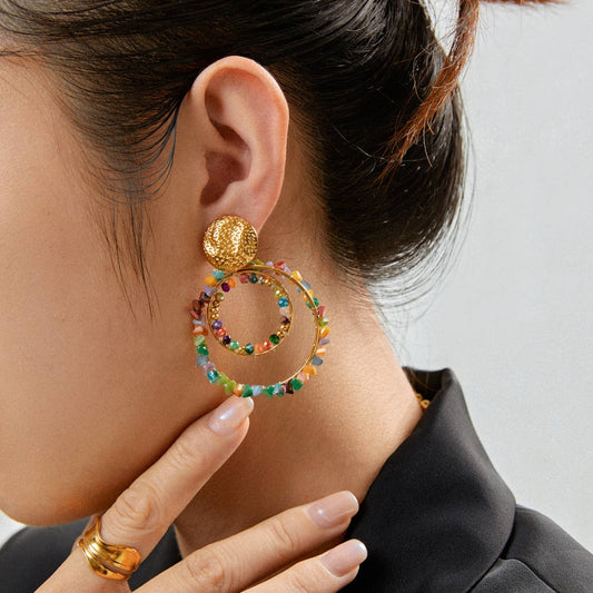 Boucles d'oreilles pendantes cercles - Esther: Multicouleur / Tu [1]