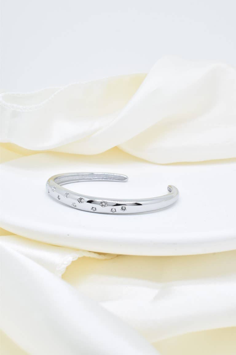 Bracelet jonc cristaux en acier inoxydable - BR110296: Doré