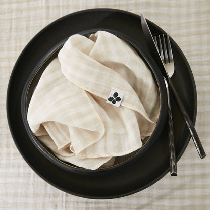 3 SERVIETTES 40 x 40 cm VICKIE Pampa: Double gaze de coton - 125 gr/m² / OEKO TEX - BSCI - TRAITEMENT DES EAUX USÉES / 100% Coton