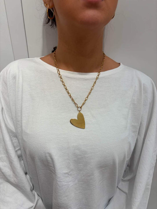 Collier cœur acier inoxydable: Doré / TU