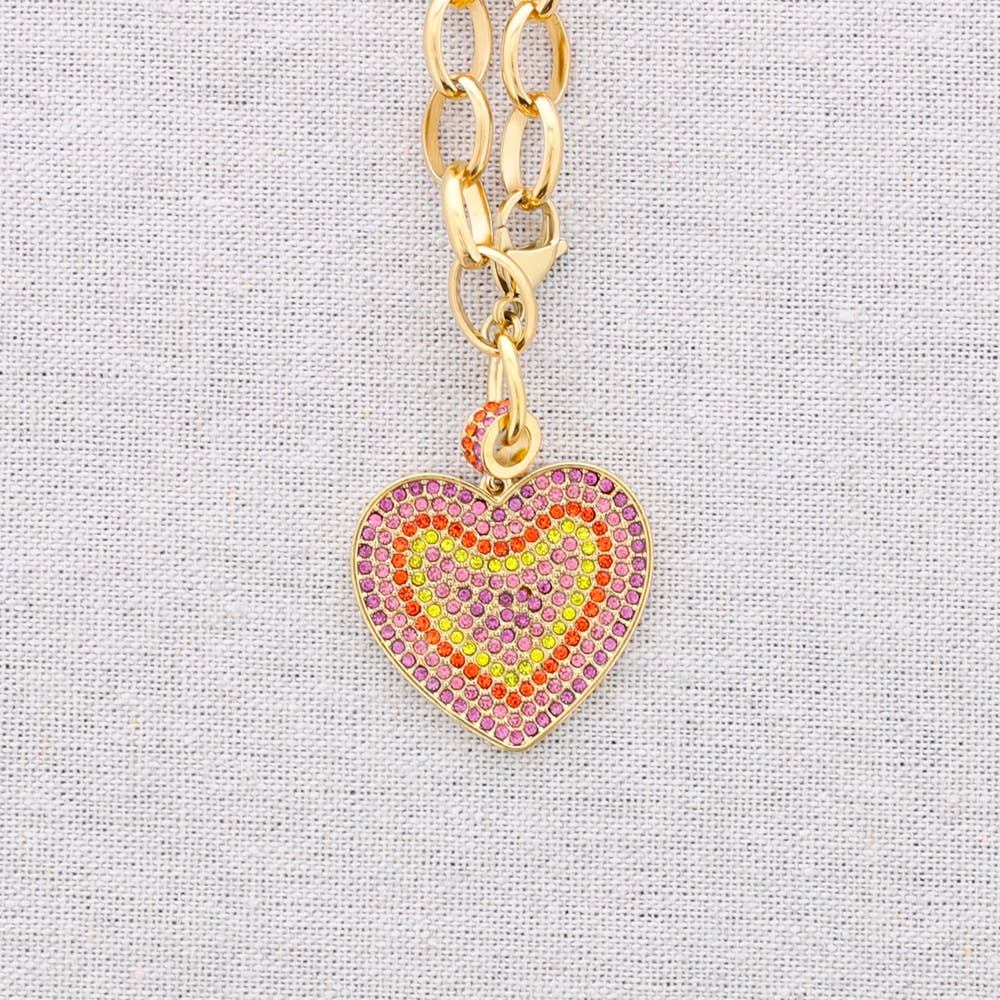 Collier en acier avec pendentif cœur en cristal: Combiné 3