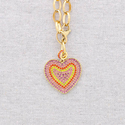 Collier en acier avec pendentif cœur en cristal: Combiné 3