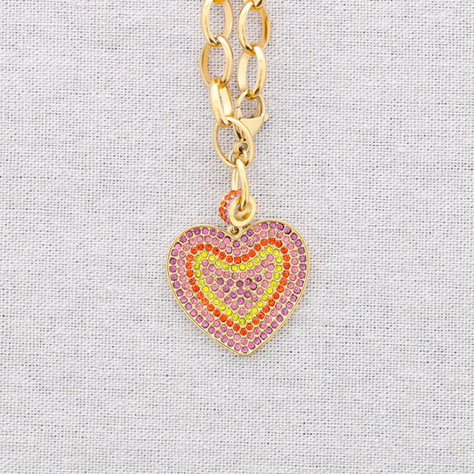 Collier en acier avec pendentif cœur en cristal: Combiné 3