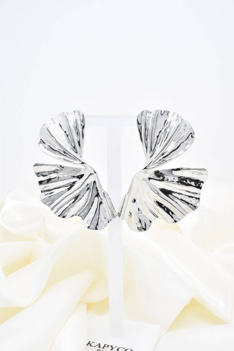 Boucles d'oreilles texturées en acier inoxydable -BO100331: Doré