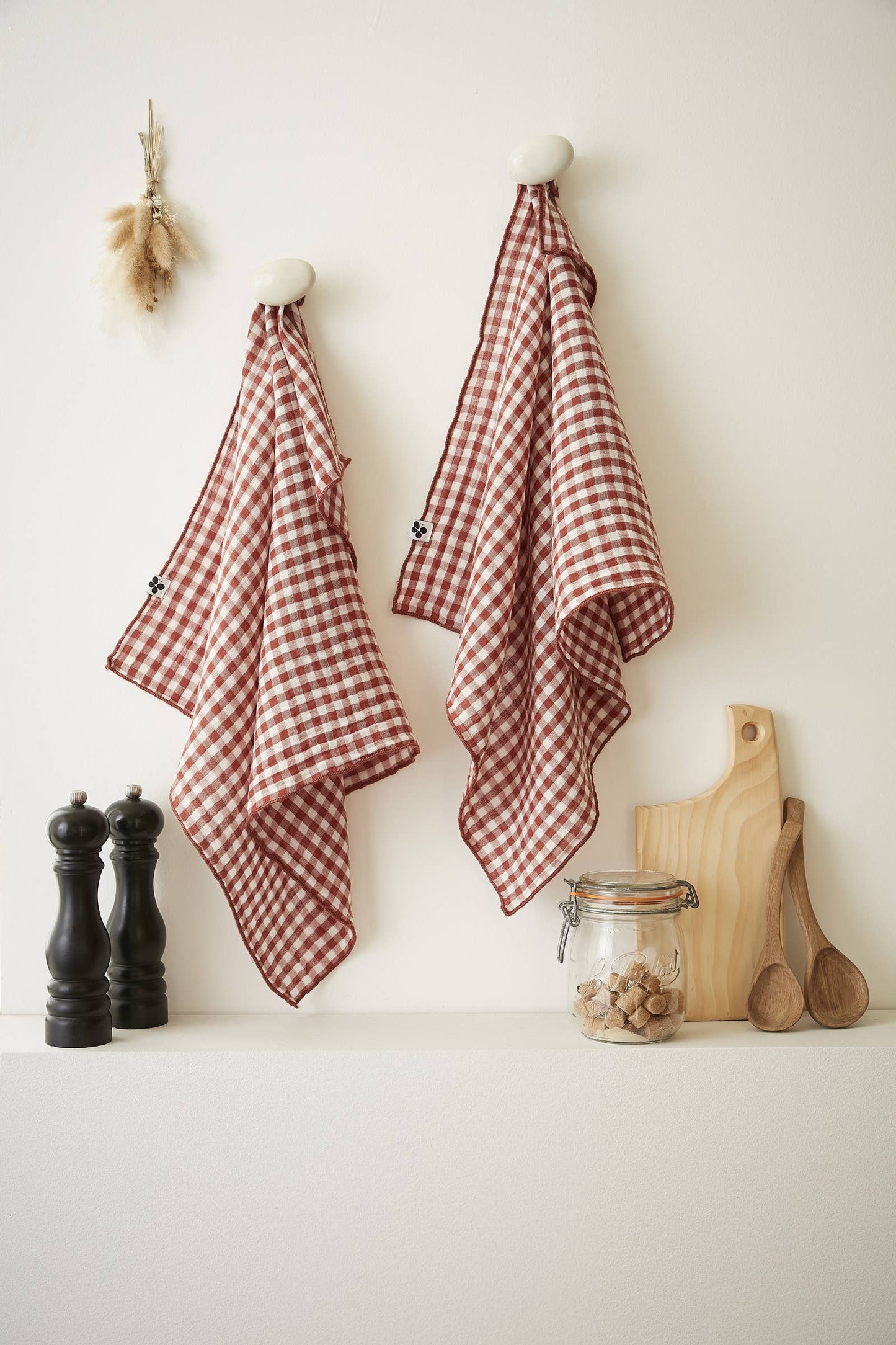 2 ESSUIE-MAINS 50 x 70 cm VICKIE Terracotta: Double gaze de coton - 125 gr/m² / OEKO TEX - BSCI - TRAITEMENT DES EAUX USÉES / 100% Coton