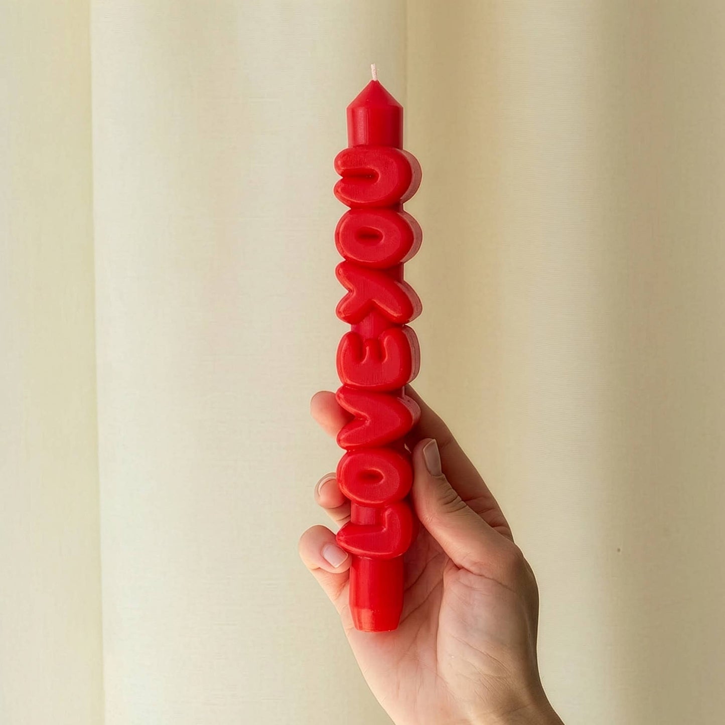 Bougie conique JE T'AIME - Fait main - Bougies coniques 3D de 9 pouces: Rose