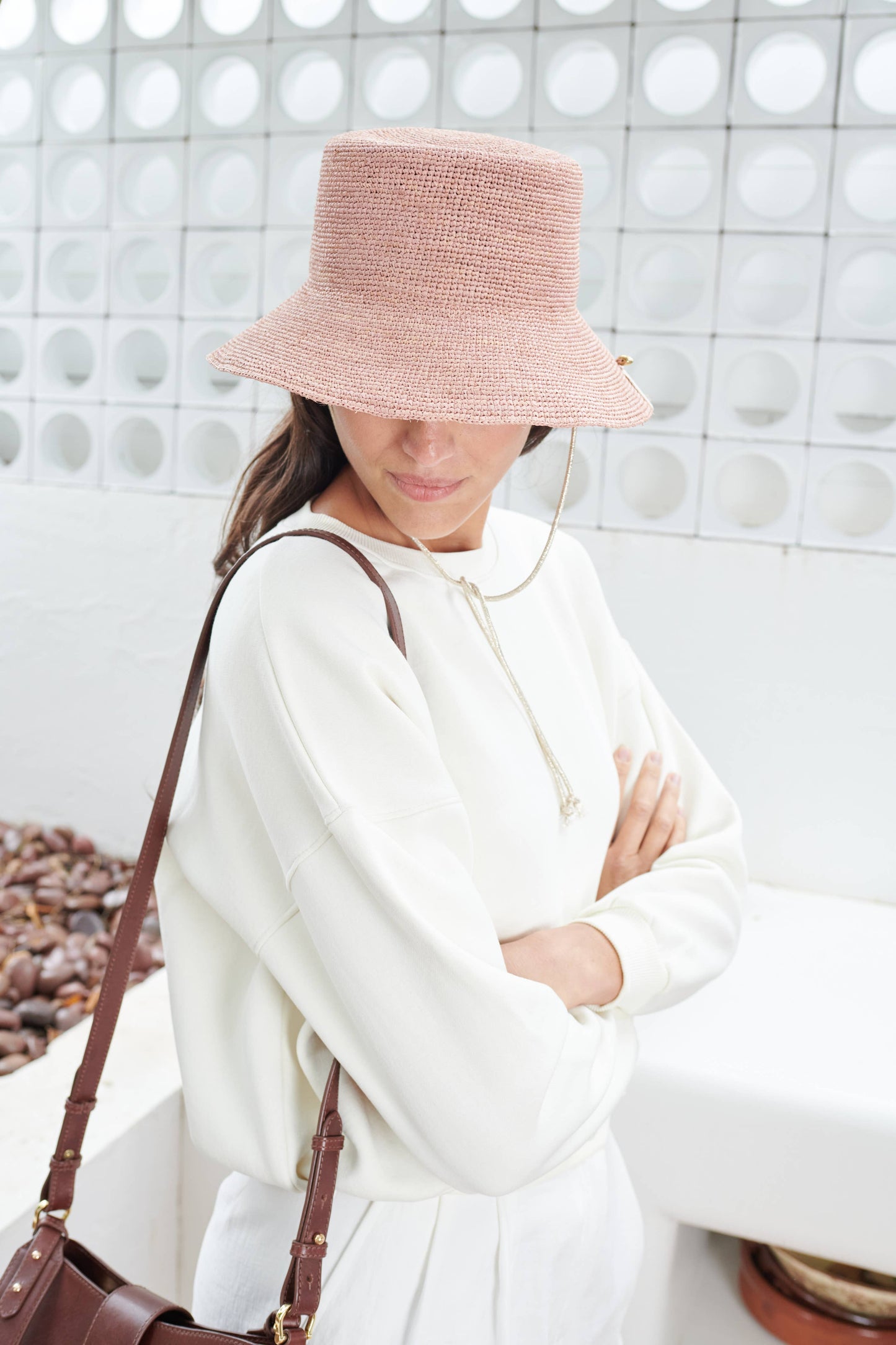 CHAPEAU MILOS RAPHIA ROSE