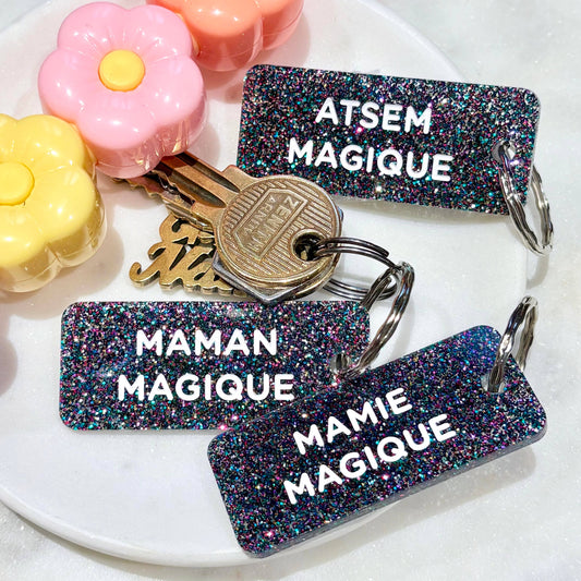 MAMAN MAGIQUE Porte-clés à paillette